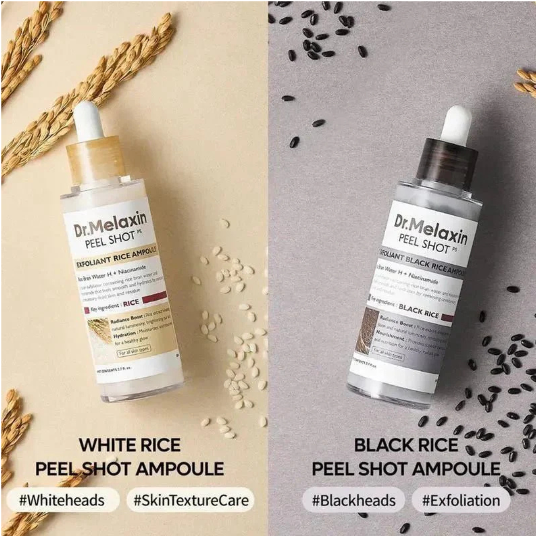 Combo DrMelaxin Rice & Black | Exfoliación Suave y Piel de Porcelana